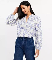 Vine Jacquard V-Neck Blouse