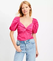 Taffeta Puff Sleeve Sweetheart Top