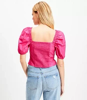 Taffeta Puff Sleeve Sweetheart Top