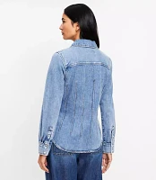 Petite Denim Seamed Western Shirt