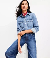 Petite Denim Seamed Western Shirt