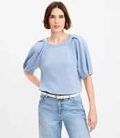 Petite Pleated Puff Sleeve Sweatshirt