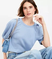 Petite Pleated Puff Sleeve Sweatshirt