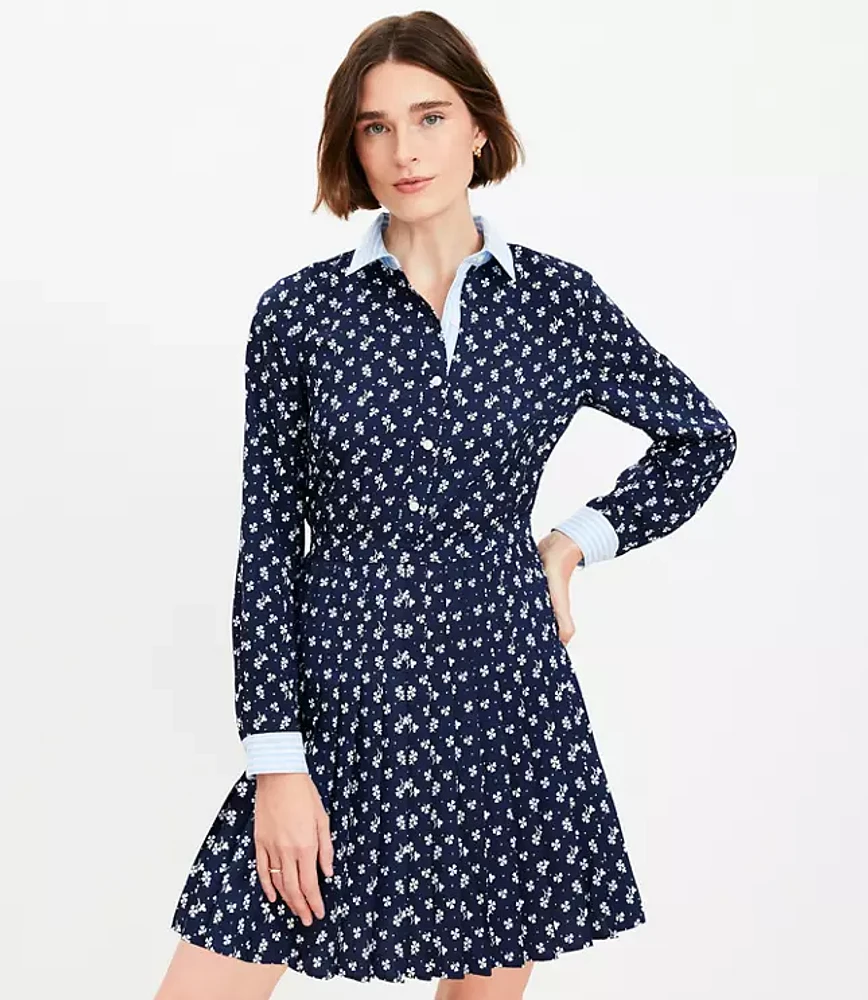 Clover Pleated Mini Shirtdress