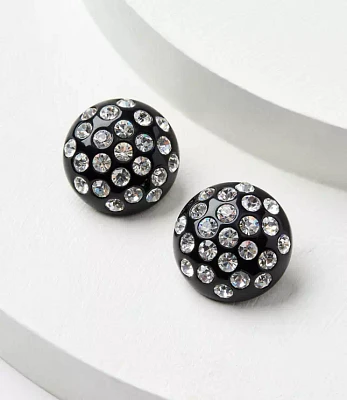 Italian Oversized Circle Pave Stud Earrings