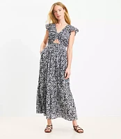 LOFT Beach Paisley Cutout Tiered Maxi Dress