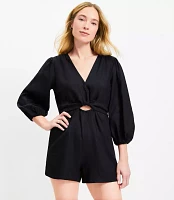 LOFT Beach Linen Twist Cutout Romper