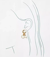 Mother Of Pearl Cluster Drop Hoop Earrings