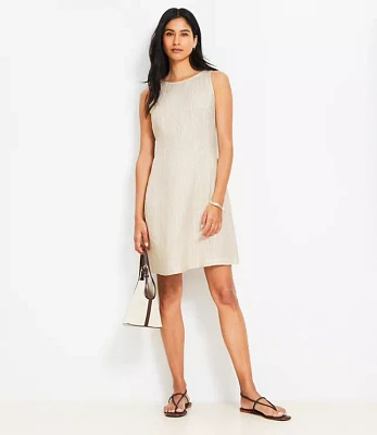 Striped Linen Blend Seamed Mini Dress