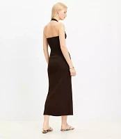 Ribbed Maxi Halter Sweater Dress