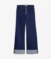 Cuffed High Rise Wide Leg Jeans Rinse Wash