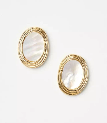 Mother Of Pearl Circle Statement Stud Earrings