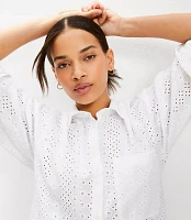 Petite Eyelet Everyday Oversized Pocket Shirt