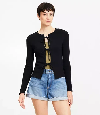Ribbed Tie Cardigan