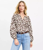 Petite Tulip Button Sleeve Blouse