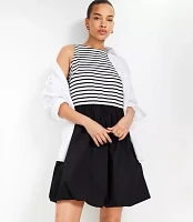 Tall Striped Mixed Media Bubble Hem Mini Dress