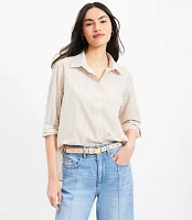 Petite Striped Poplin Everyday Relaxed Pocket Shirt