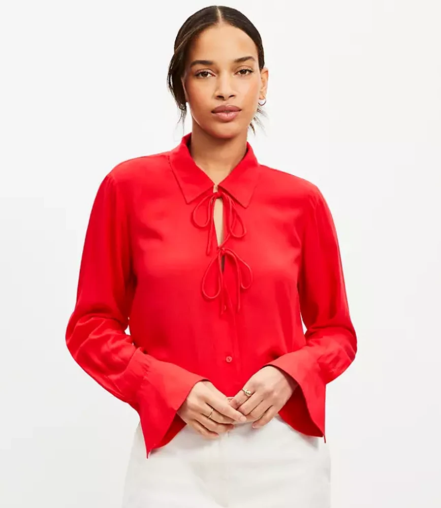 Petite Double Tie Collared Shirt