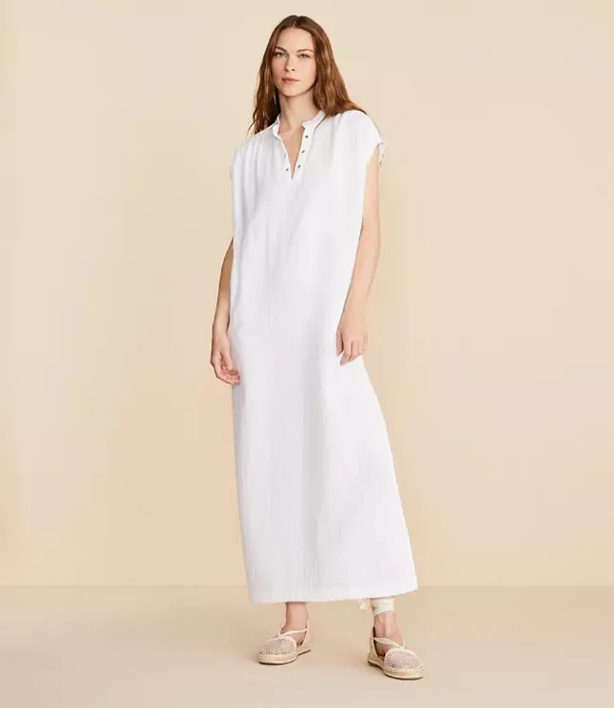 Lou & Grey Triple Cloth Split Neck Maxi Dress
