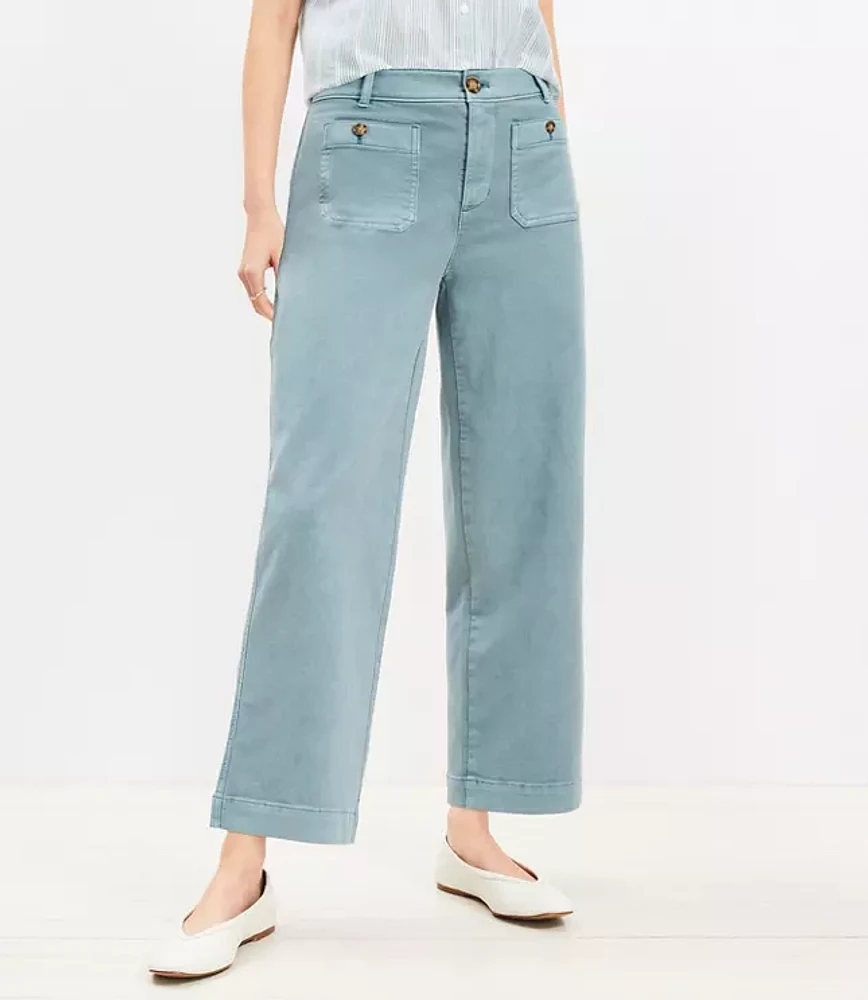 Petite Curvy Palmer Wide Leg Crop Pants Twill