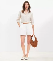 Petite Faux Leather Belted Shorts