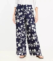 Petite Fluid Pull On Wide Leg Pants Floral