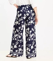 Petite Fluid Pull On Wide Leg Pants Floral