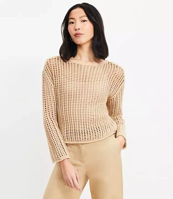 Petite Mesh Stitch Boatneck Sweater