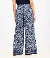 Bandana Pull On Wide Leg Pants Linen Blend