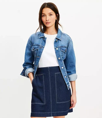 Petite Denim Utility Skirt Rinse Wash