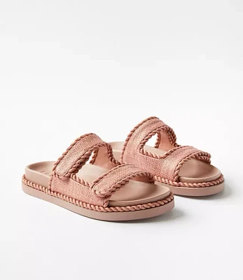 Straw Double Buckle Molded Sandals