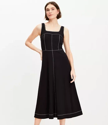 Petite Ponte Square Neck Midi Dress