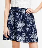 Palm Belted Linen Blend Mini Pocket Skirt