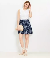 Palm Belted Linen Blend Mini Pocket Skirt