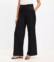 Petite Clean Wide Leg Pants Linen Blend