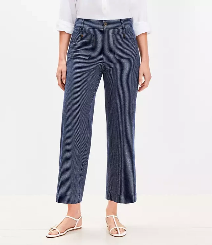 Curvy Palmer Wide Leg Crop Pants Textured Stripe