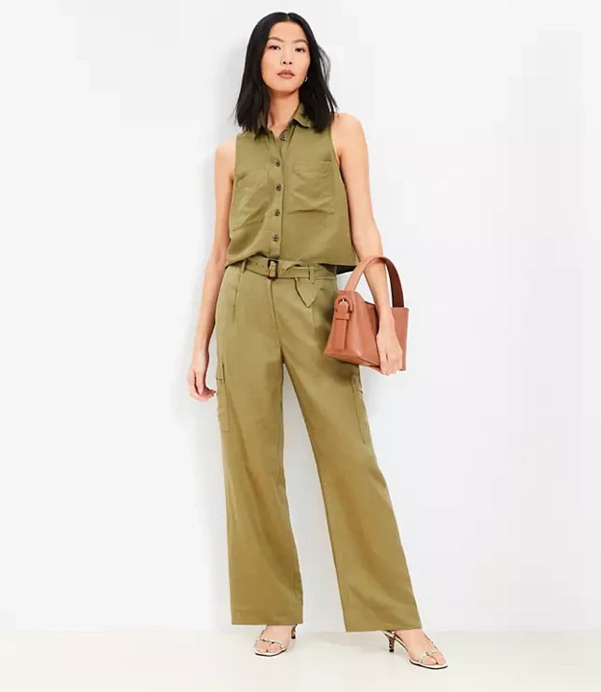 Drapey Cargo Pants Linen Blend