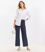 Petite Palmer Wide Leg Crop Pants Textured Stripe