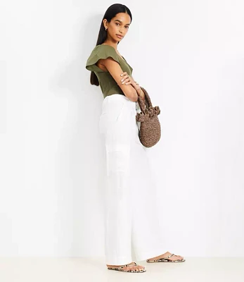 Belted Drapey Cargo Pants Linen Blend