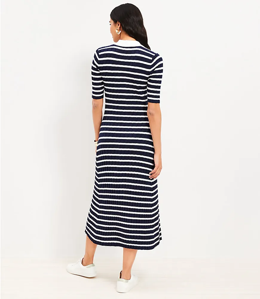 Ribbed Midi Polo Dress