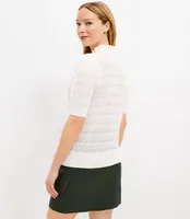 Pointelle Tie Neck Sweater Tee