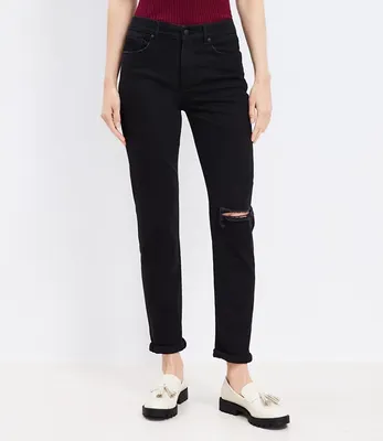 Petite Girlfriend Jeans Washed Black