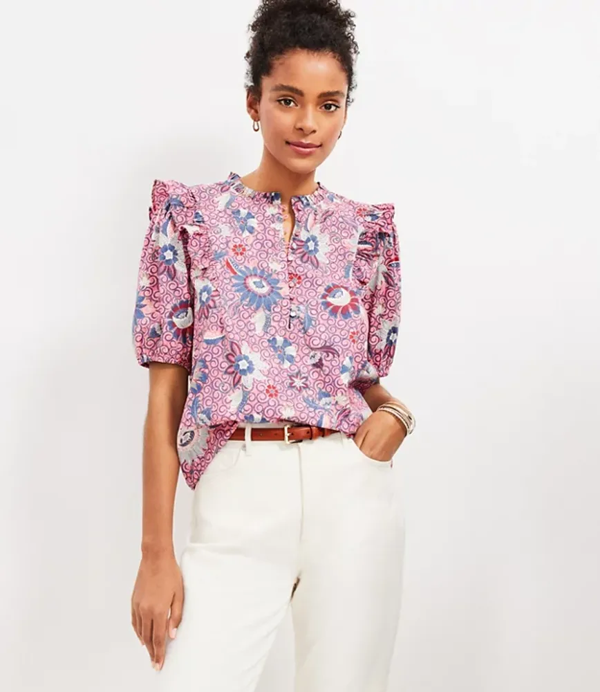 Dahlia Ruffle Button Top