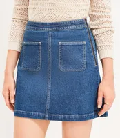 Petite Denim Patch Pocket Skirt Classic Mid Wash