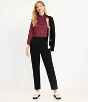 Petite Pleated Pull On Slim Pants Brushed Flannel