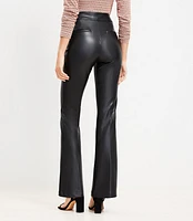 Tall Pintucked Side Zip Flare Pants Faux Leather