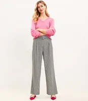 Belted Wide Leg Pants Houndstooth