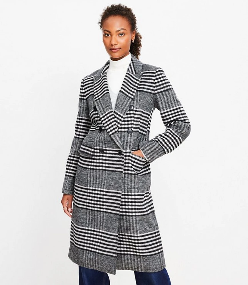 Petite Plaid Double Breasted Coat