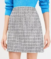 Metallic Sequin Tweed Shift Skirt