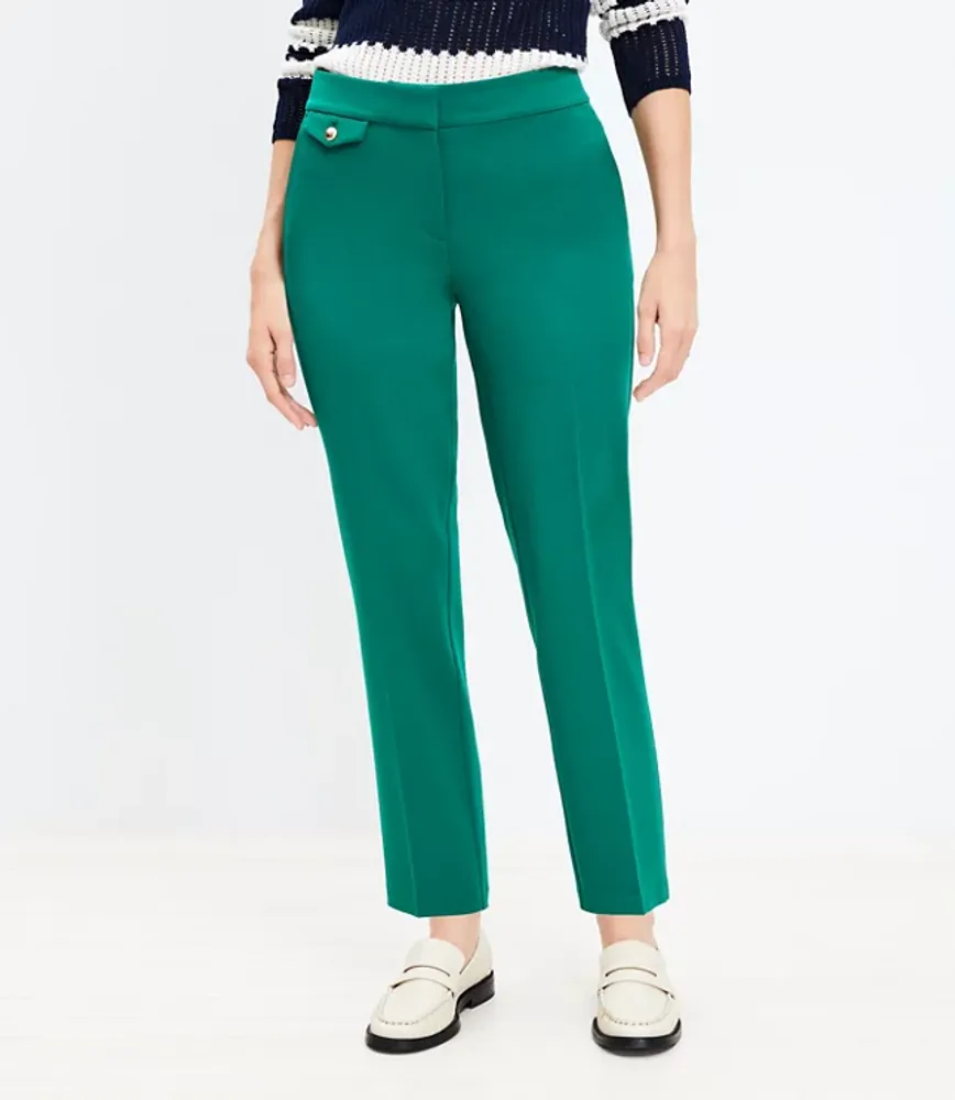 Curvy Button Pocket Riviera Slim Pants Bi-Stretch